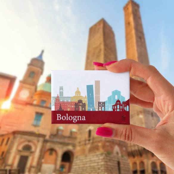 Kalamitica Calamita Design Skyline BOLOGNA - Magnete Decorativo per Frigo e Lavagna In Linea
