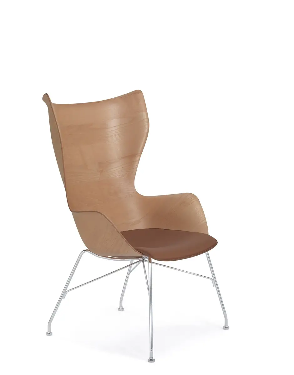 Kartell K/wood legno slatted ash e pelle Philippe Starck Qualità