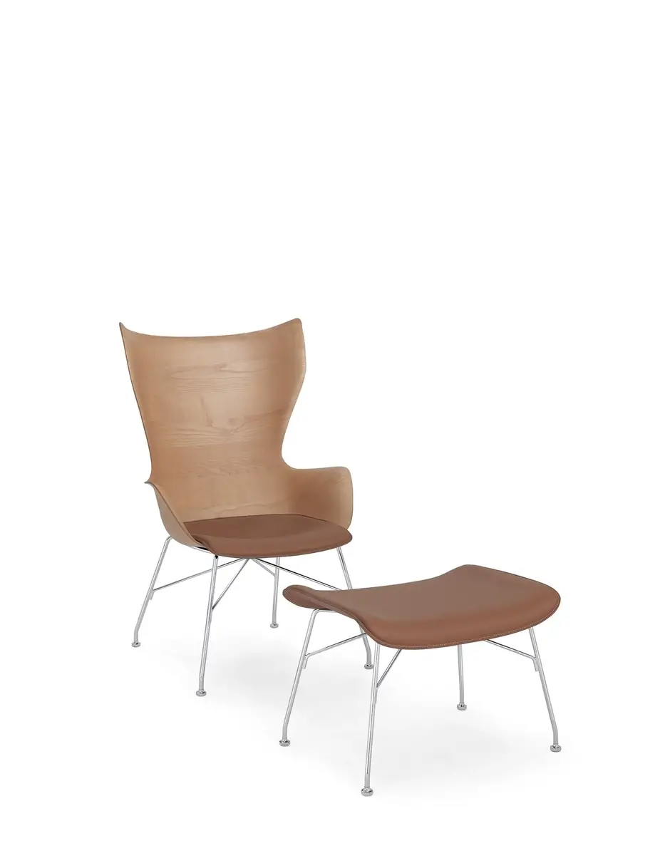 Kartell K/wood legno slatted ash e pelle Philippe Starck Qualità