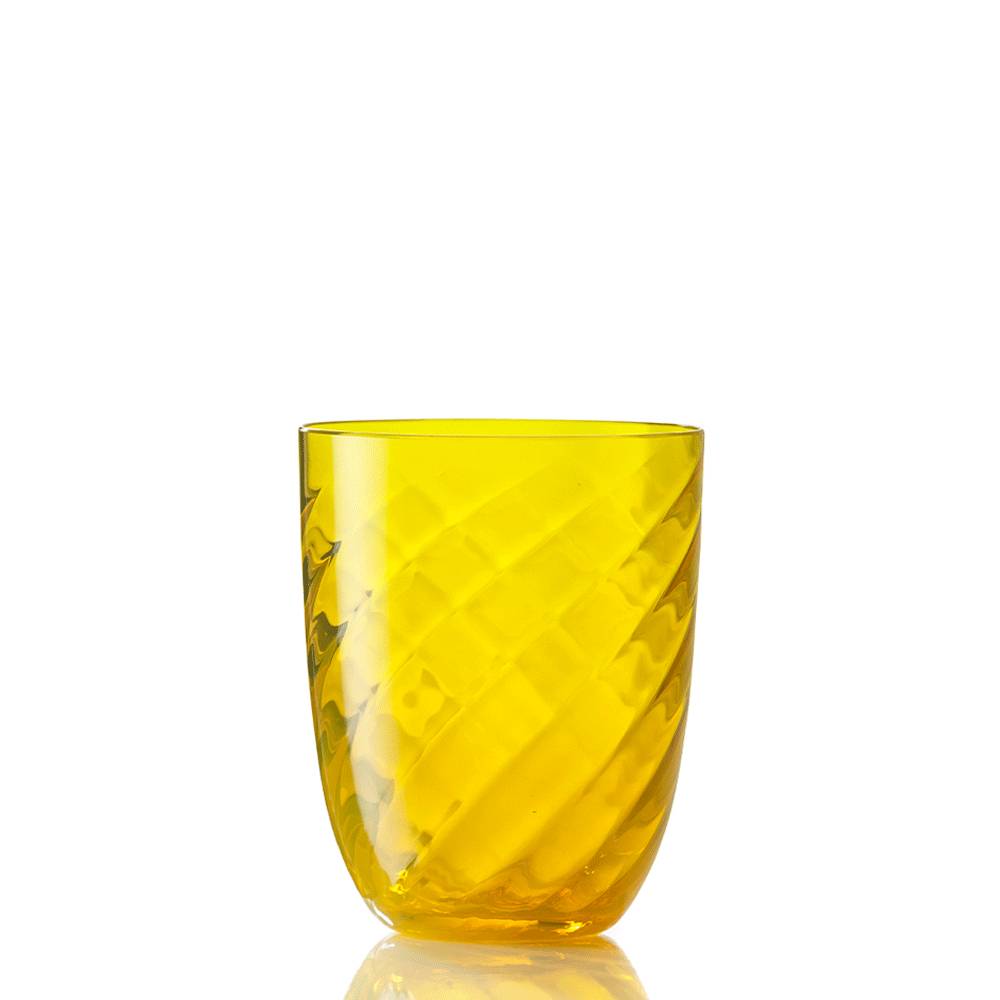 Masonmoretti Water Glass Optic Twisted Yellow Vendita Calda