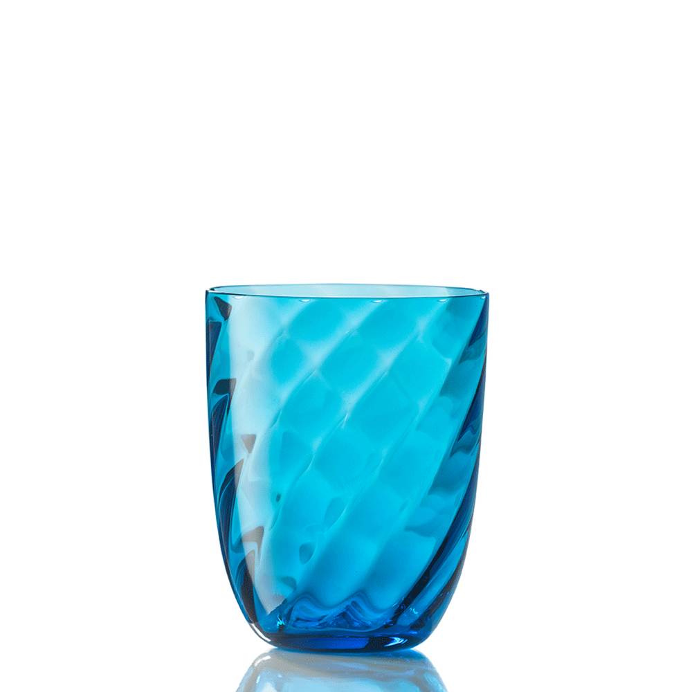 Masonmoretti Water Glass Optic Twisted Aquamarine In Saldo
