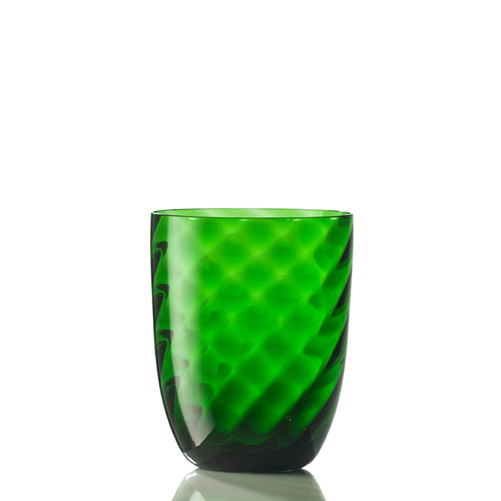 Masonmoretti Water Glass Optic Twisted Pine Green Nuova