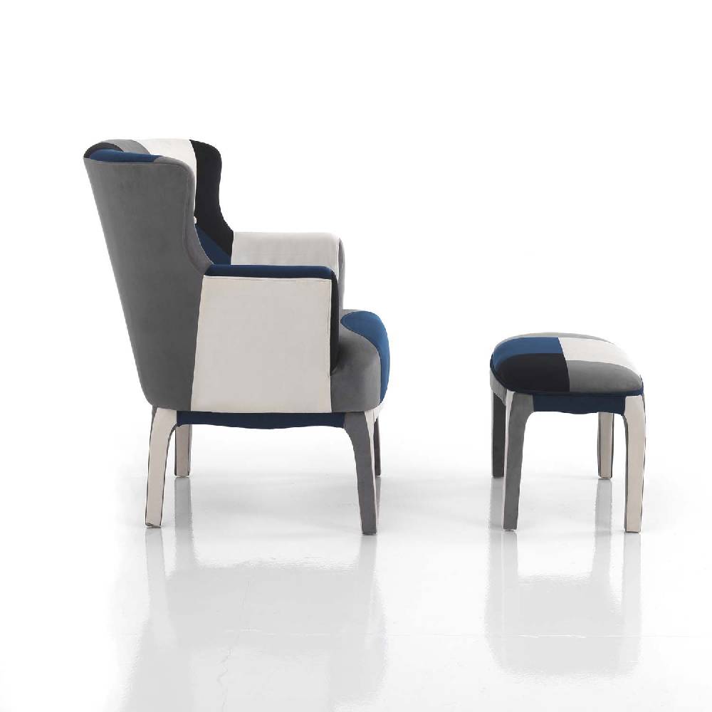 Oresteluchetta poltrona + pouf LIAM BLUE Pezzi Unici