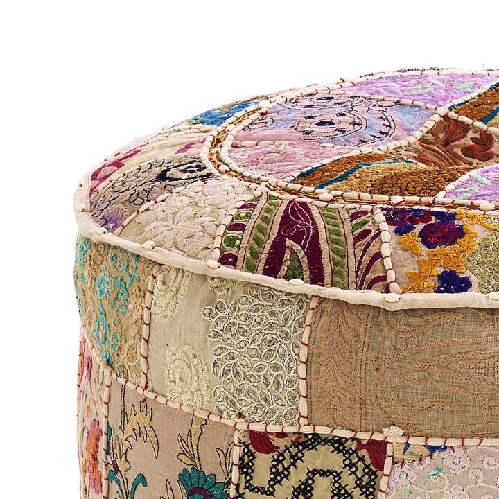 Oresteluchetta Pouf rotondo YANTRA PATCH BEIGE Fino Al -60%