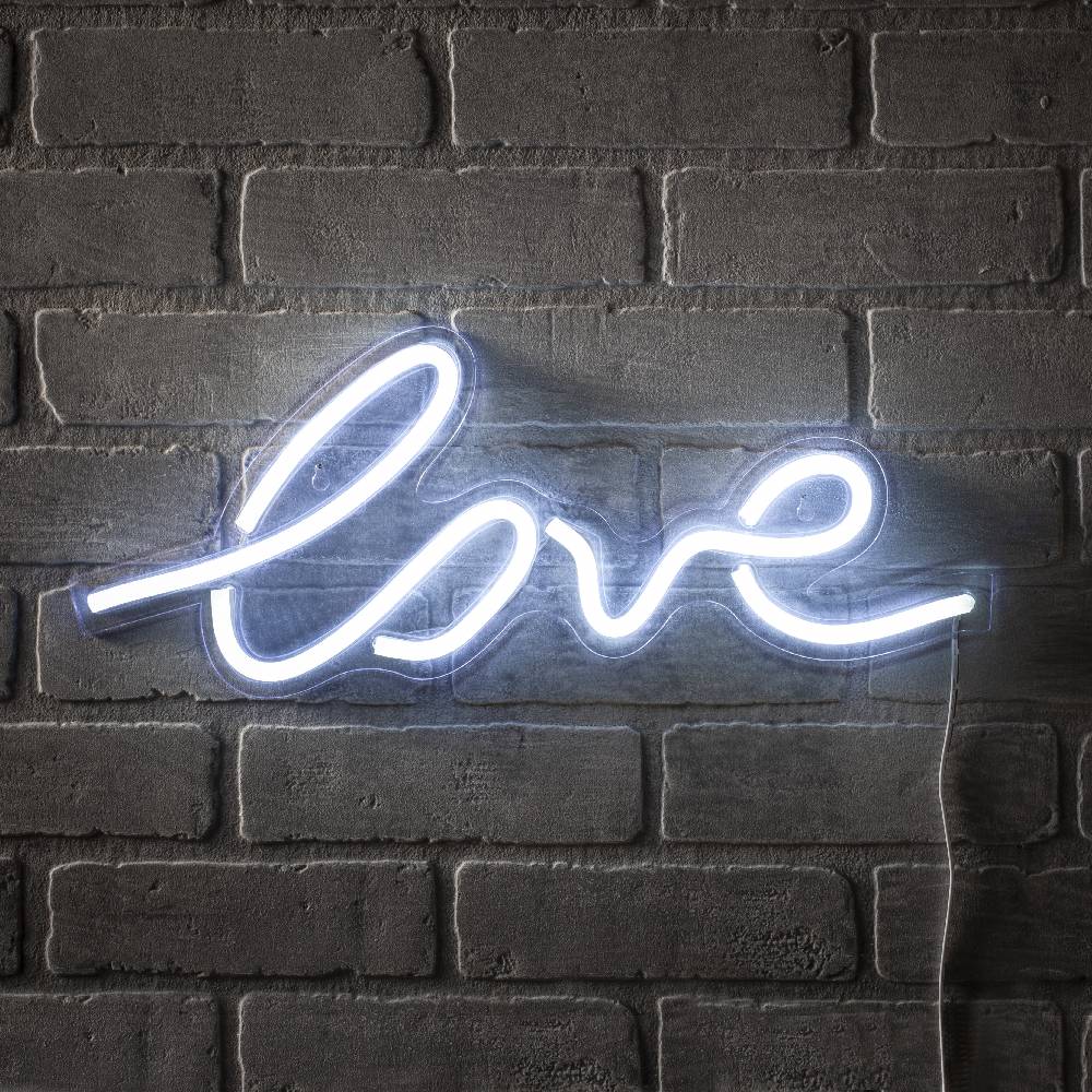 Oresteluchetta scritta luminosa da parete LOVE Soddisfazione Garantita