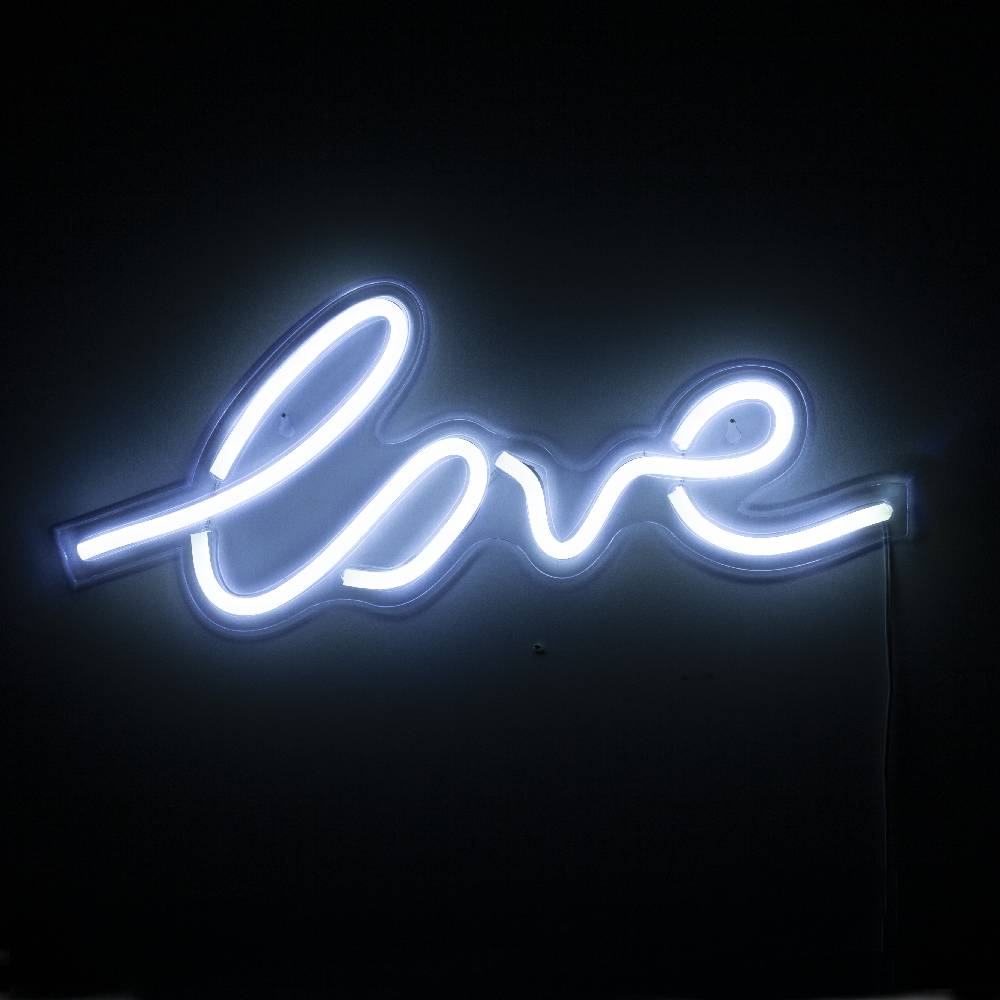 Oresteluchetta scritta luminosa da parete LOVE Soddisfazione Garantita