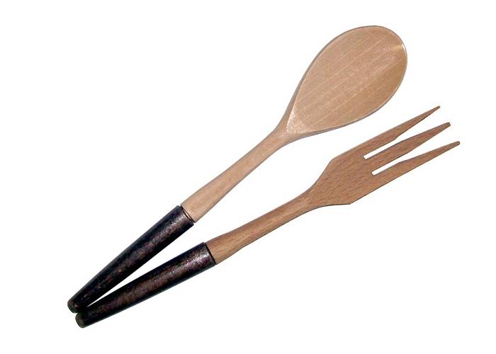 Panetta Casalinghi 4/4 - Coppia posate per insalata in ciliegio