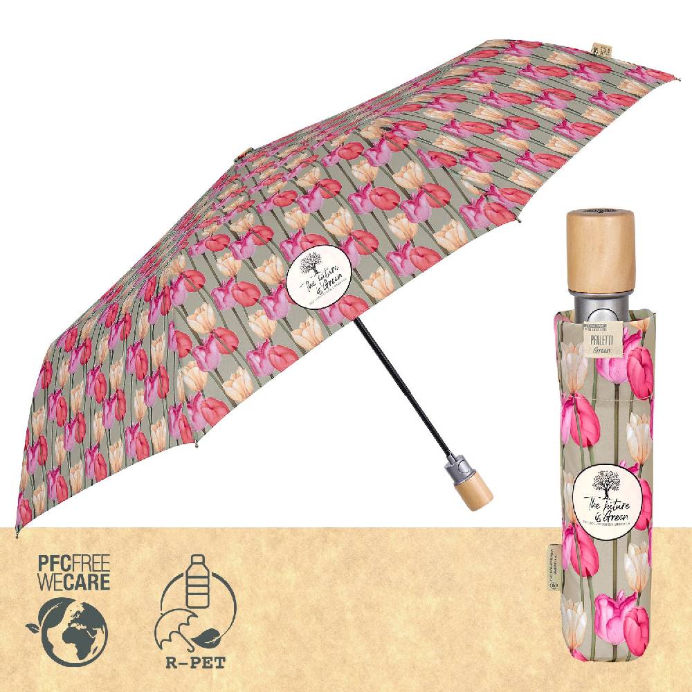 Perletti Ombrello Green Automatico Tulipani Rosa Vendita