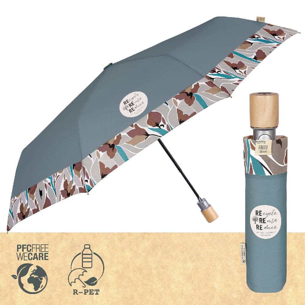 Perletti Ombrello Green con Bordo Floreale Spedizione Gratuita