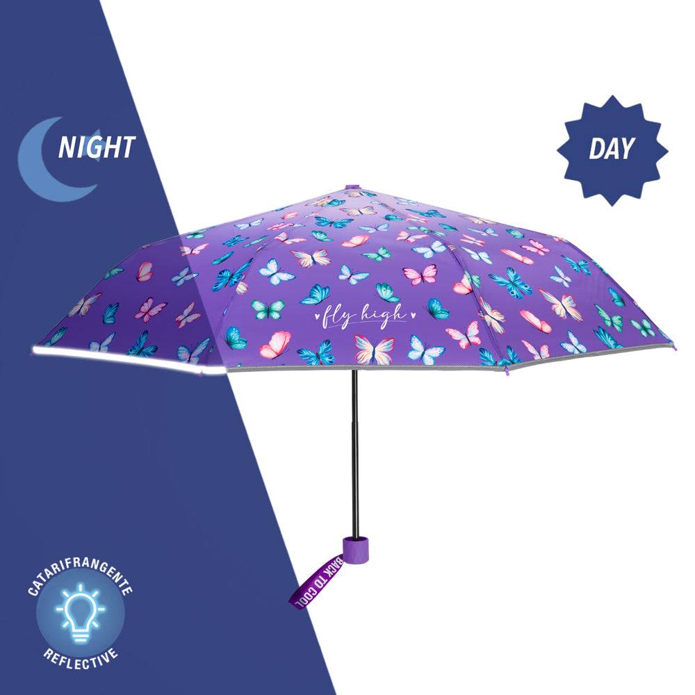 Perletti Ombrello Mini Farfalle Viola