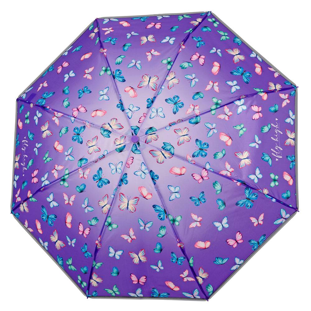 Perletti Ombrello Mini Farfalle Viola Presa
