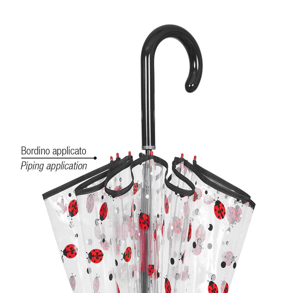 Perletti Ombrello Trasparente con Coccinelle Moda