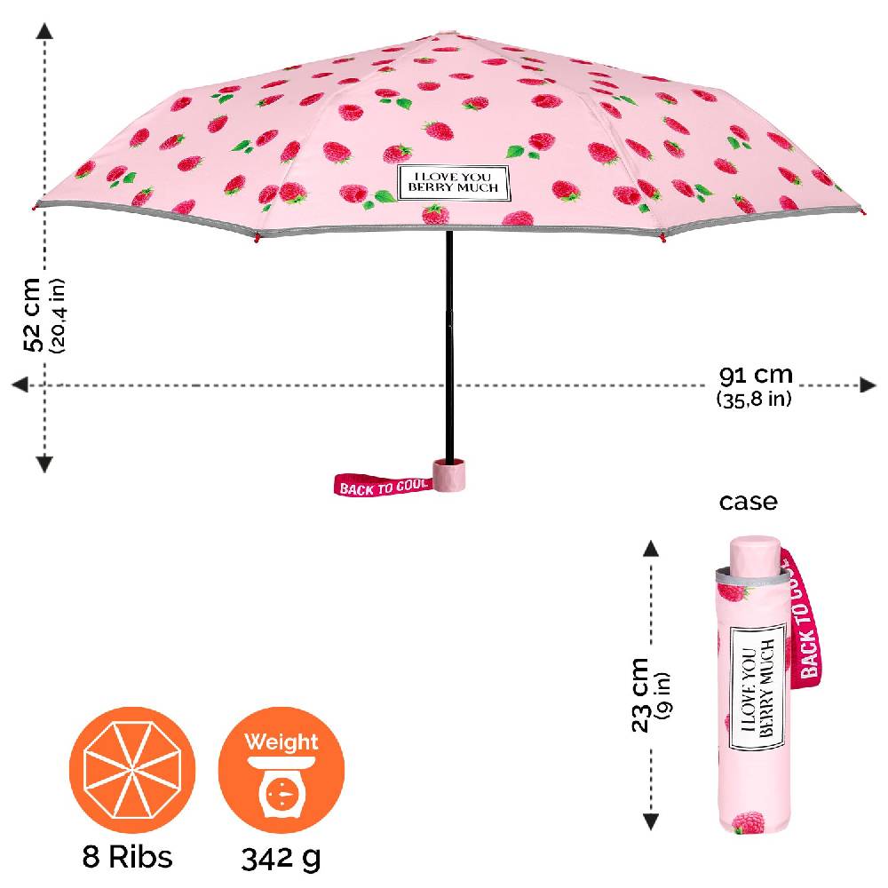 Perletti Ombrello Mini Lamponi Moda