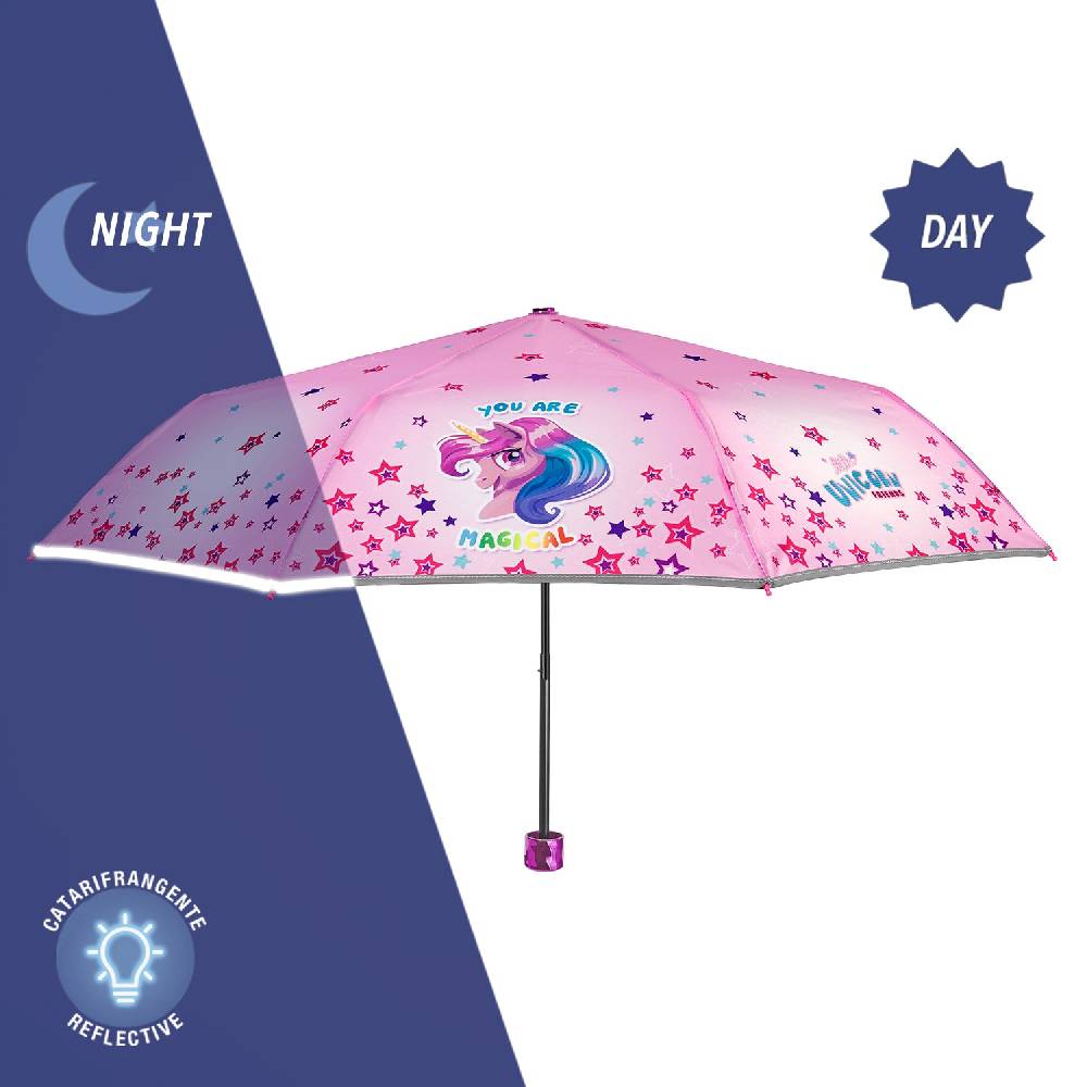 Perletti Ombrello Unicorno Rosa con Stelle Colorate