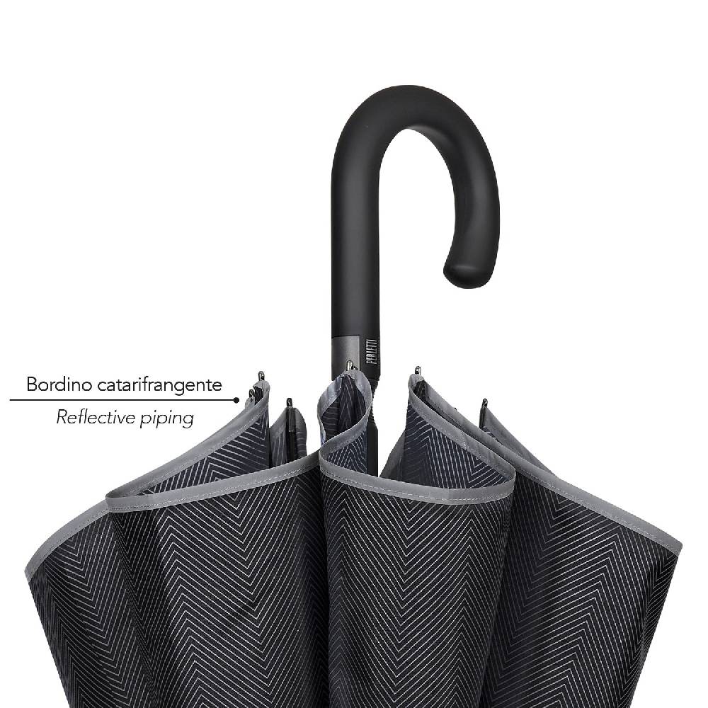 Perletti Ombrello Nero Bordo Catarifrangente Travel Nuovo