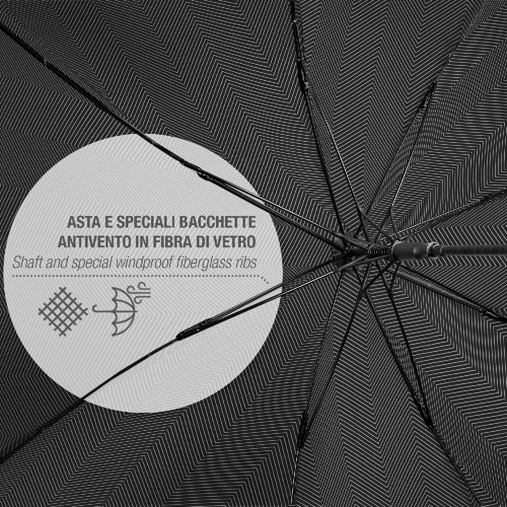 Perletti Ombrello Nero Bordo Catarifrangente Travel Nuovo
