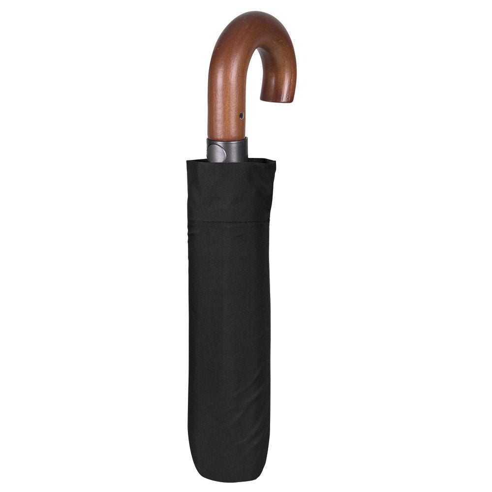 Perletti Ombrello Pieghevole Nero con Manico in Legno Automatico Flash Sale