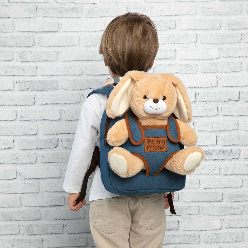 Perletti Zaino in Denim con Peluche Prezzo Ridotto