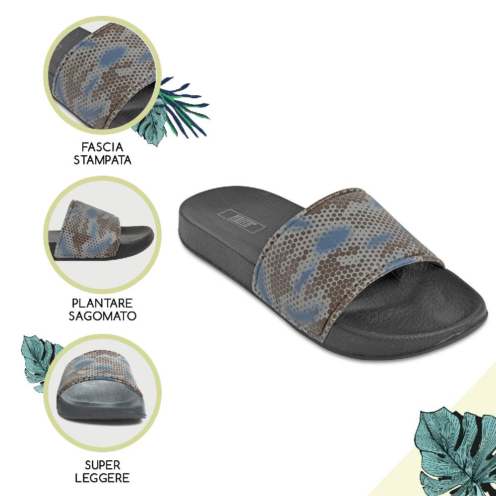 Perletti Ciabatte Camouflage a Fascia da Uomo Outlet