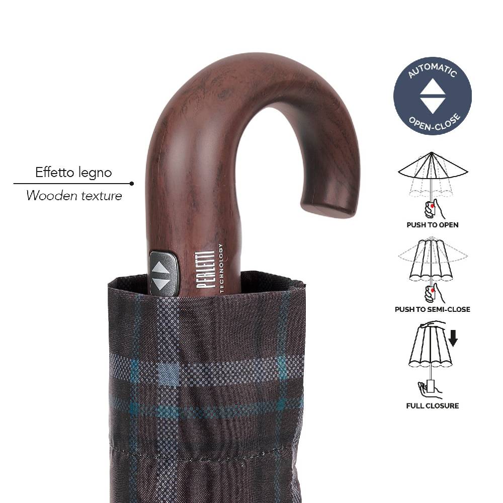 Perletti Ombrello Technology Apri e Chiudi Tartan con Manico Curvo 50% di sconto con spedizione gratuita