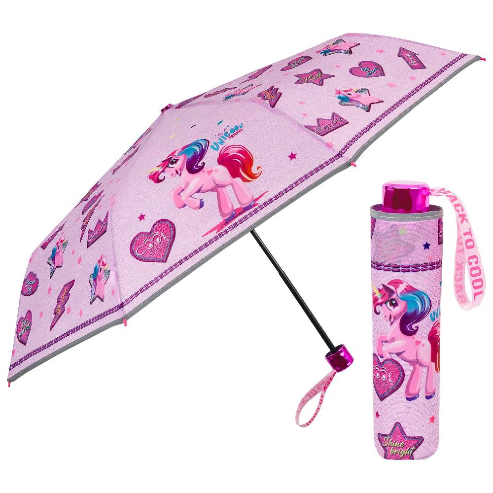 Perletti Ombrello Unicorno Rosa con Cuori e Stelle