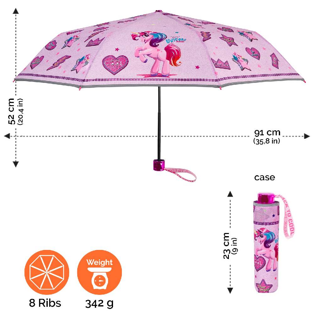 Perletti Ombrello Unicorno Rosa con Cuori e Stelle Sconto