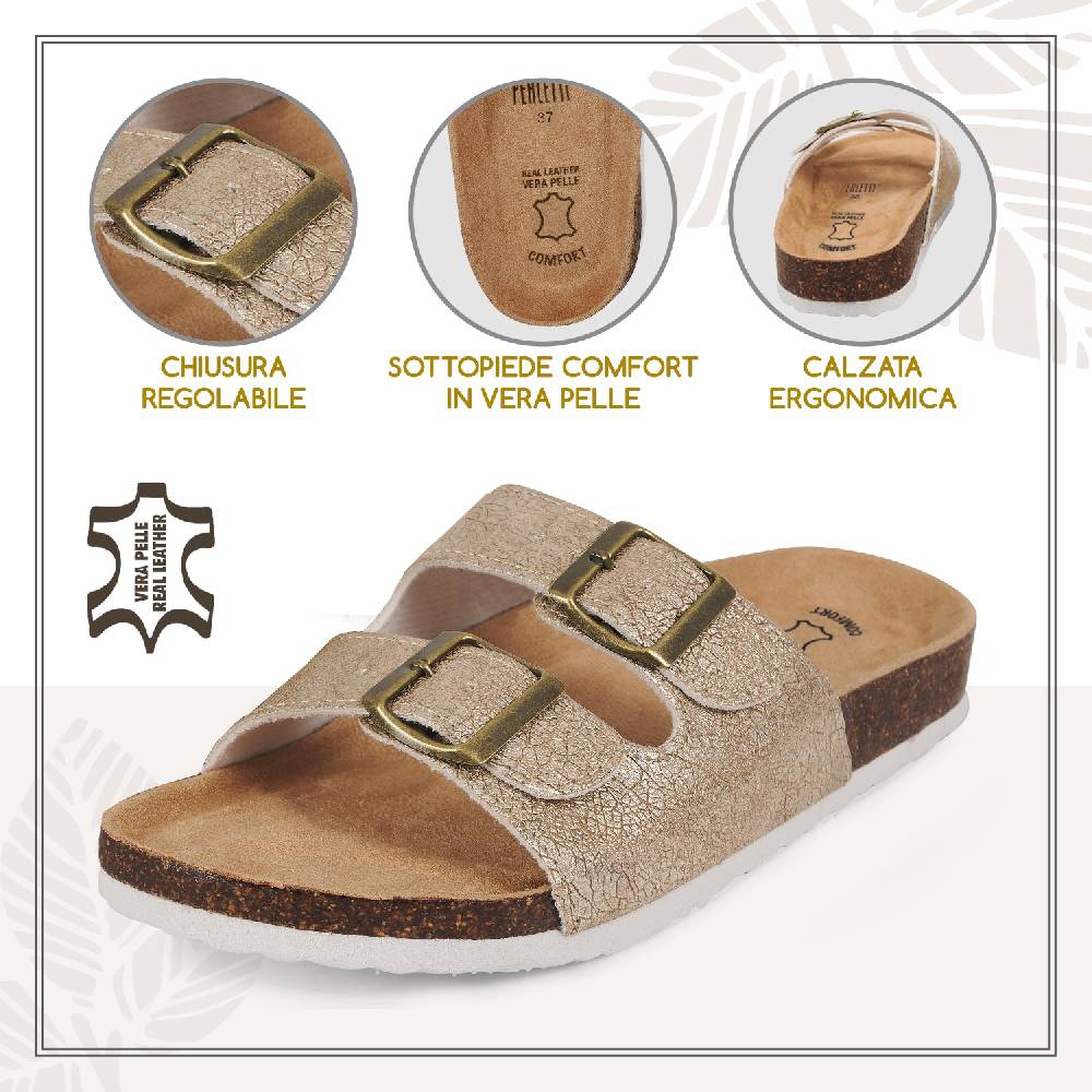 Perletti Ciabatte Comfort Dorate In Saldo
