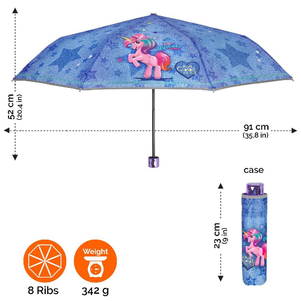 Perletti Ombrello Unicorno Mini Denim Vendita
