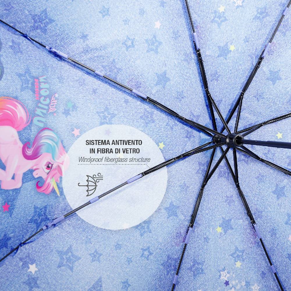 Perletti Ombrello Unicorno Mini Denim Vendita