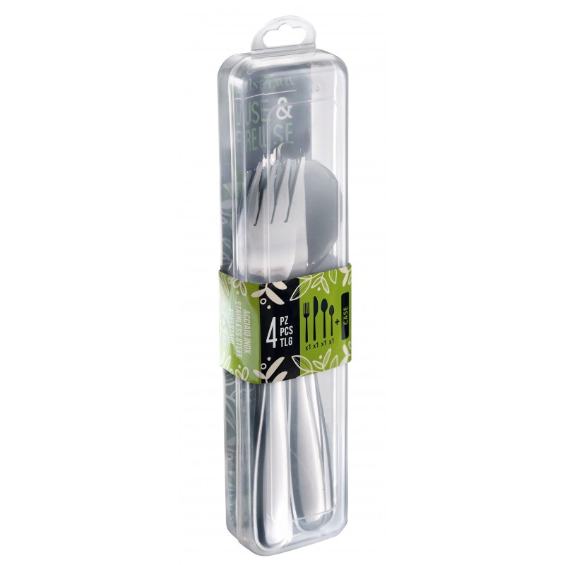 Pintinox USE&REUSE » Set posate da viaggio 4 pezzi in acciaio inox con custodia in polipropilene 2025