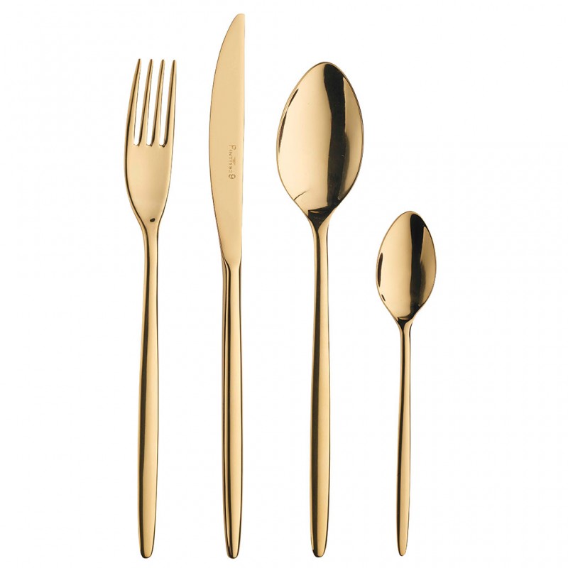 Pintinox Olivia Treasure Gold » Posate da tavola in acciaio con finitura Treasure Gold