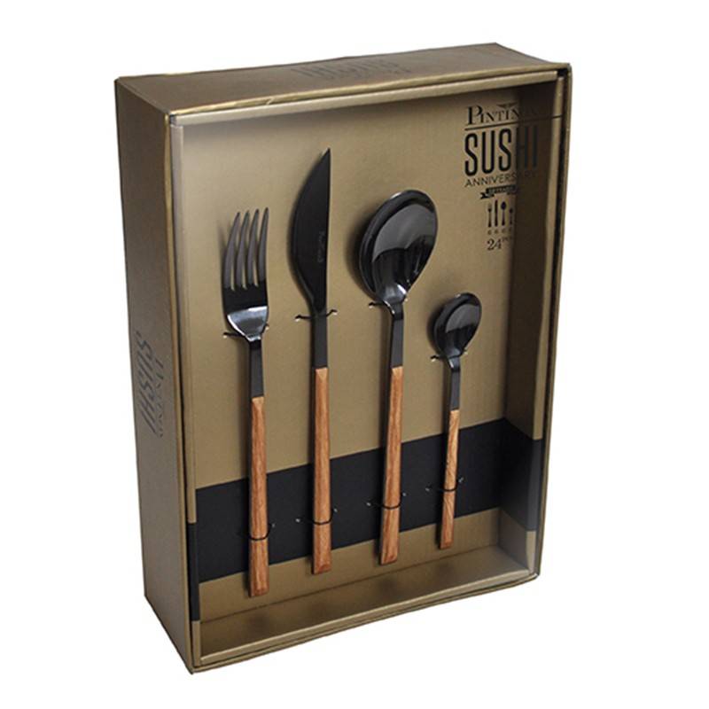 Pintinox Sushi Anniversary Black&Black » set 24 posate da tavola in acciaio Consegna Veloce