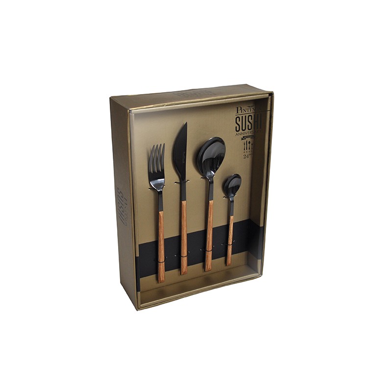 Pintinox Sushi Anniversary Black&Wenge » set 24 posate da tavola in acciaio Fino Al -60%
