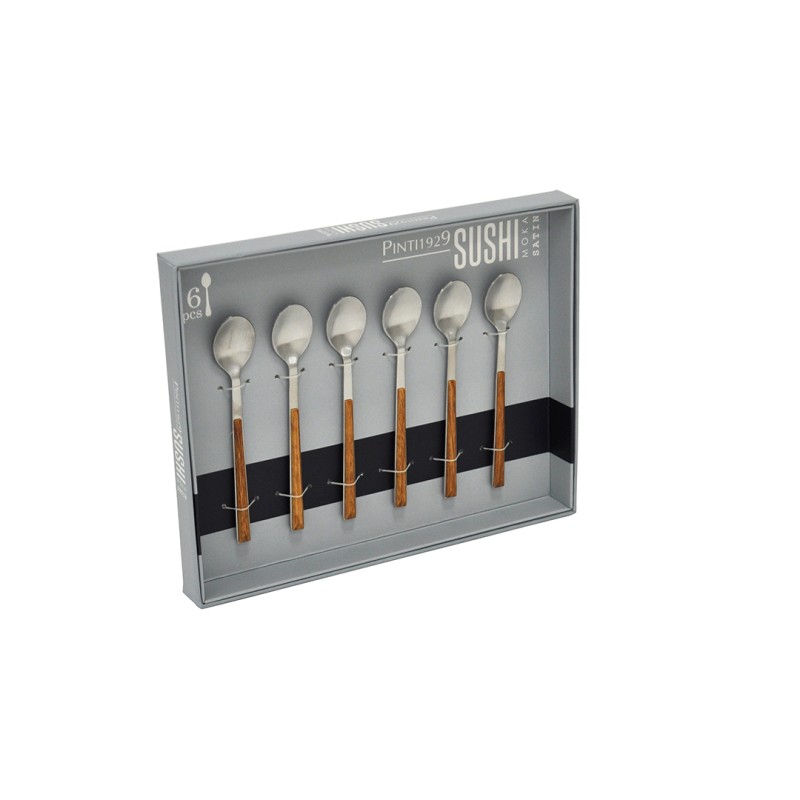 Pintinox Sushi Moka » Cucchiaini satinato con manico mogano Sconto
