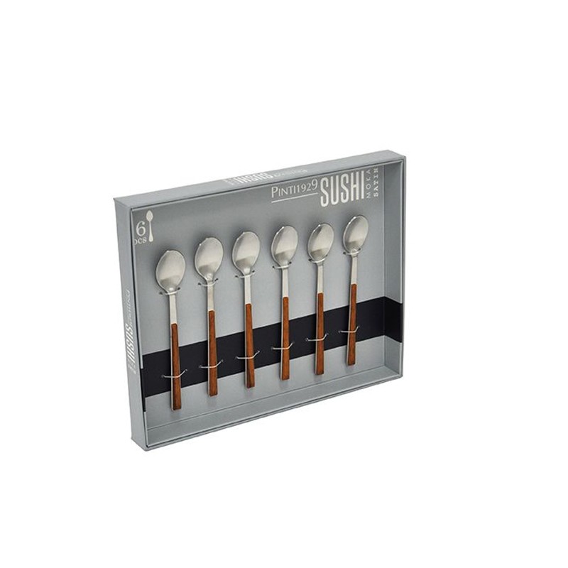 Pintinox Sushi Moka » Cucchiaini satinato con manico teak Offerta