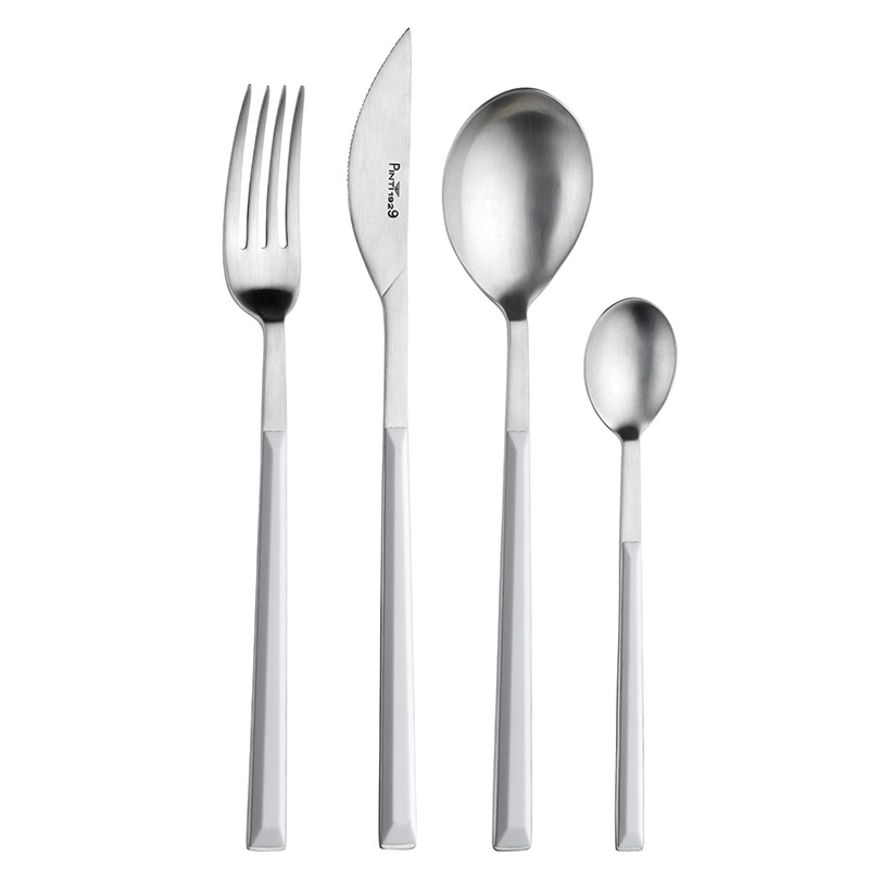 Pintinox Sushi Pro » Set 24 posate da tavola in acciaio satinato con manico bianco Economico