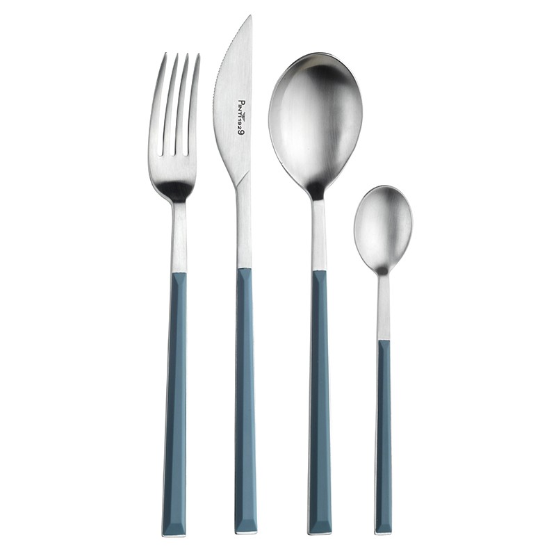 Pintinox Sushi Pro » set 24 posate da tavola in acciaio satinato con manico blu Online