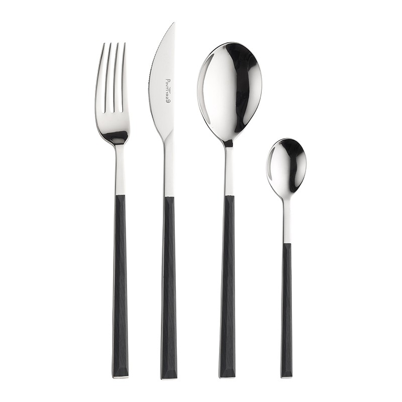 Pintinox Sushi Queen » Set 24 posate da tavola in acciaio lucido con manico ebano