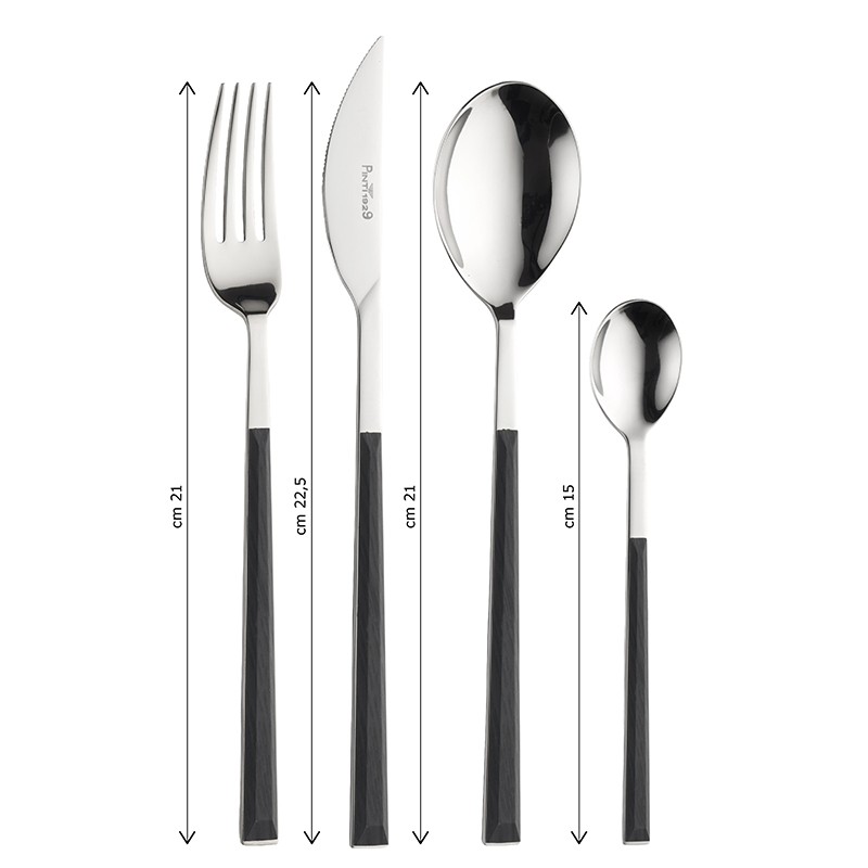 Pintinox Sushi Queen » Set 24 posate da tavola in acciaio lucido con manico ebano Saldi