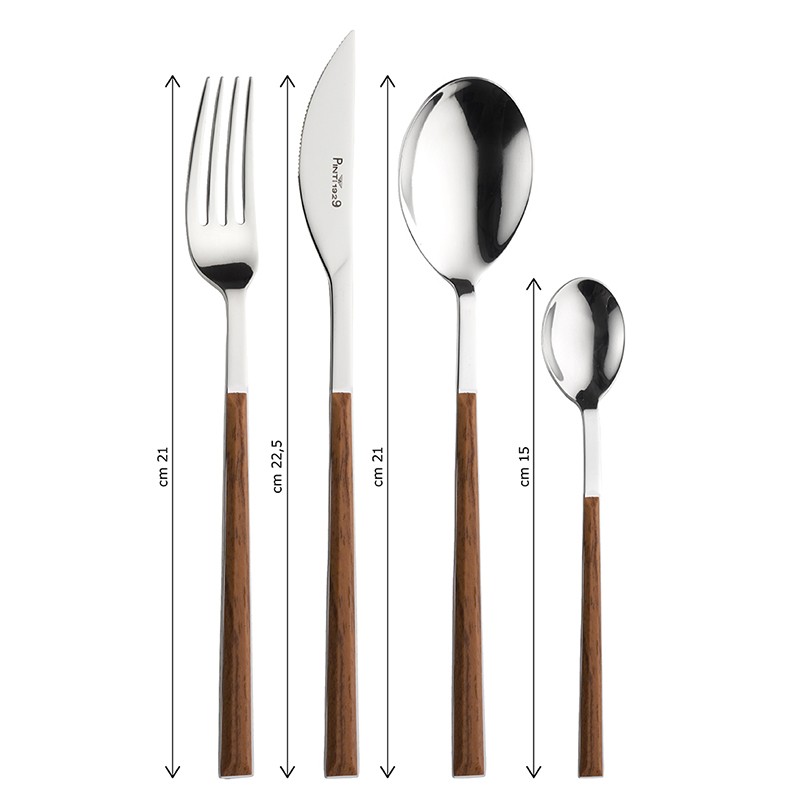 Pintinox Sushi Queen » set 24 posate da tavola in acciaio lucido con manico mogano Offerte
