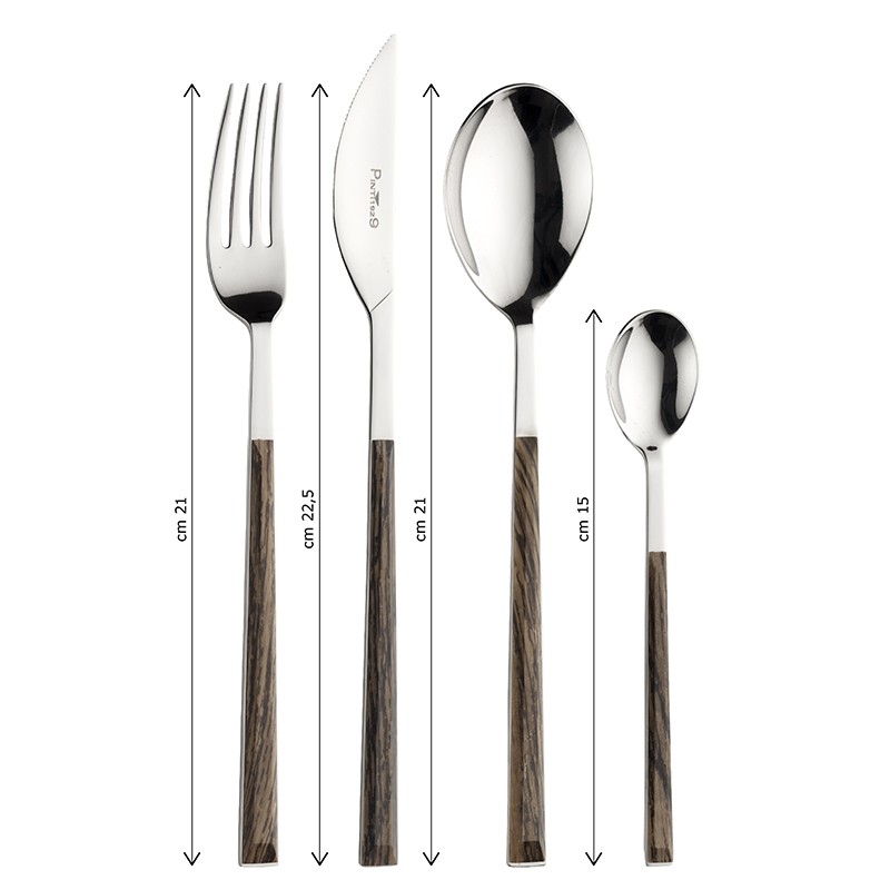Pintinox Sushi Queen » set 24 posate da tavola in acciaio lucido con manico wenge Vendita Calda