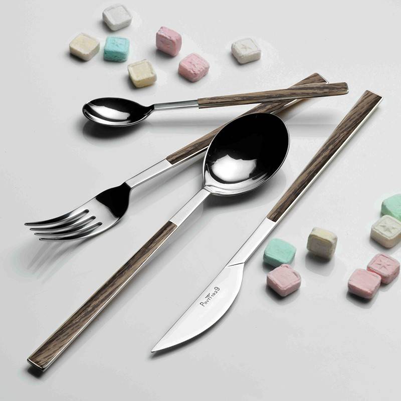 Pintinox Sushi Queen » set 24 posate da tavola in acciaio lucido con manico wenge Vendita Calda