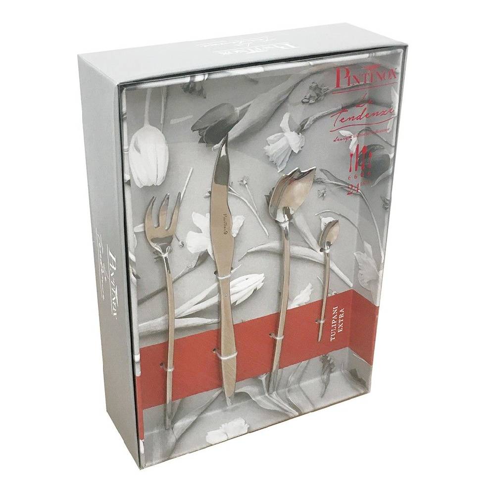 Pintinox Tulipani Extra » Posate da tavola in acciaio set 24 pezzi Moda