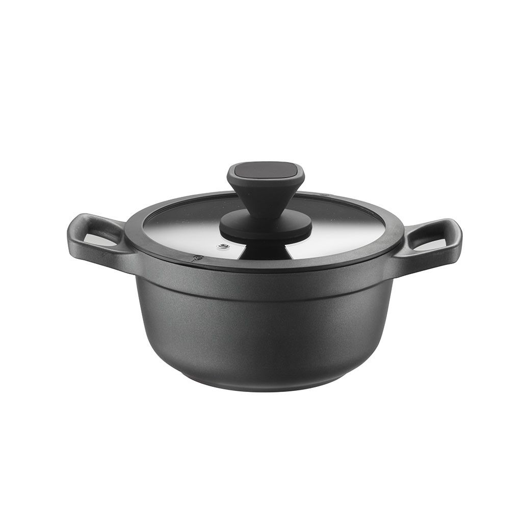 Pintinox PRO » Casseruola alta in alluminio con rivestimento interno antiaderente con coperchio