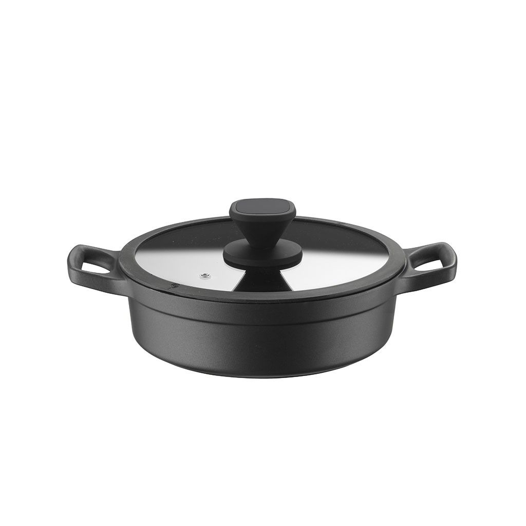 Pintinox PRO » Casseruola bassa in alluminio con rivestimento interno antiaderente con coperchio Vendita