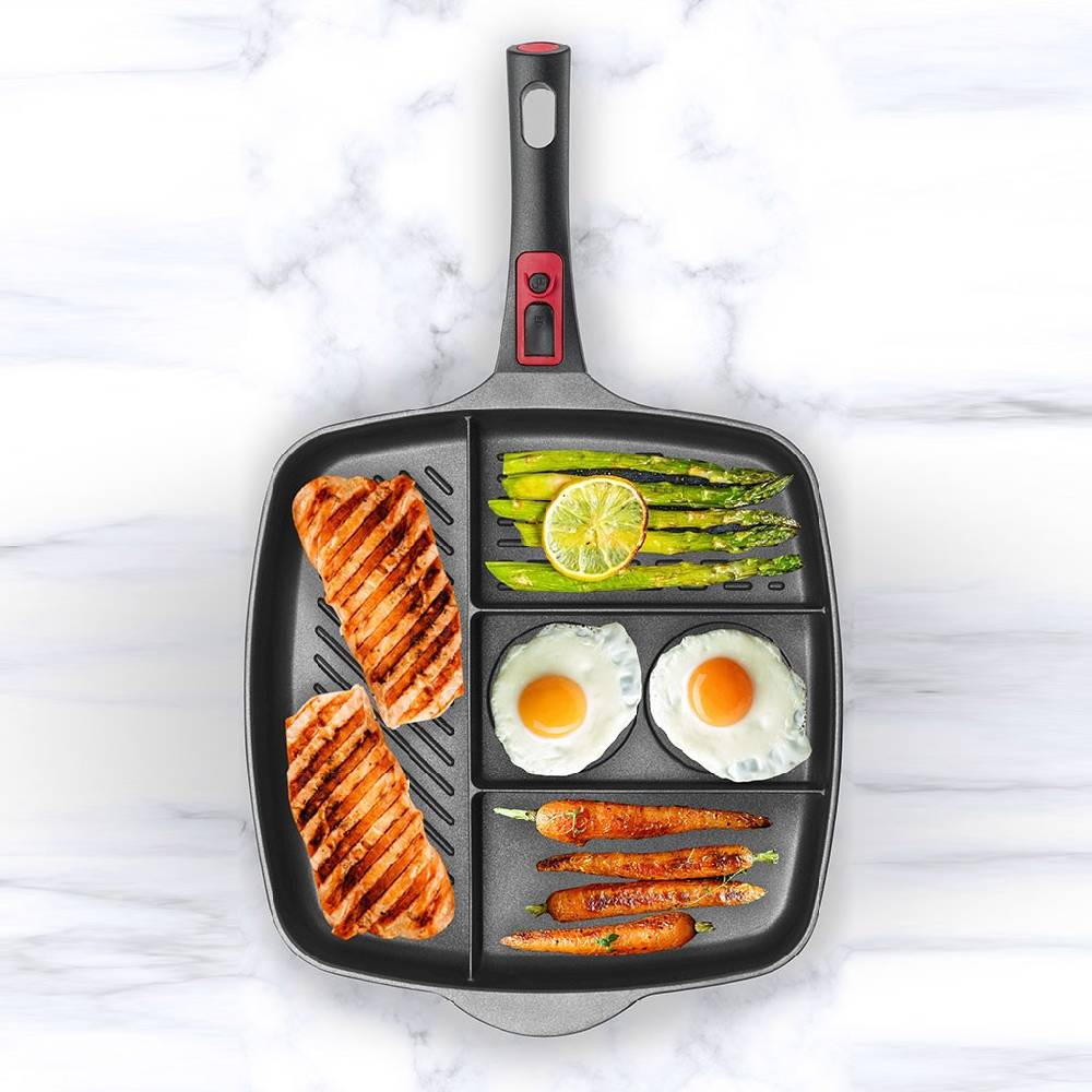 Pintinox PRO » Multipan con manico staccabile 32x32 cm in alluminio con rivestimento interno antiaderente Soddisfazione Garantita