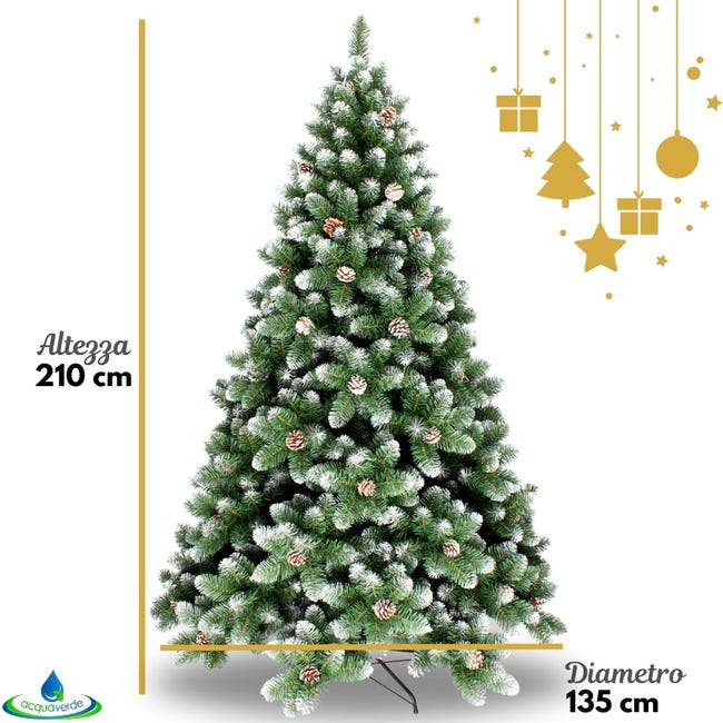 Leroymerlin Albero di Natale con Pigne e Punte Innevate ACQUAVERDE (Altezza 210 cm 1298 Rami) Vendita Economica