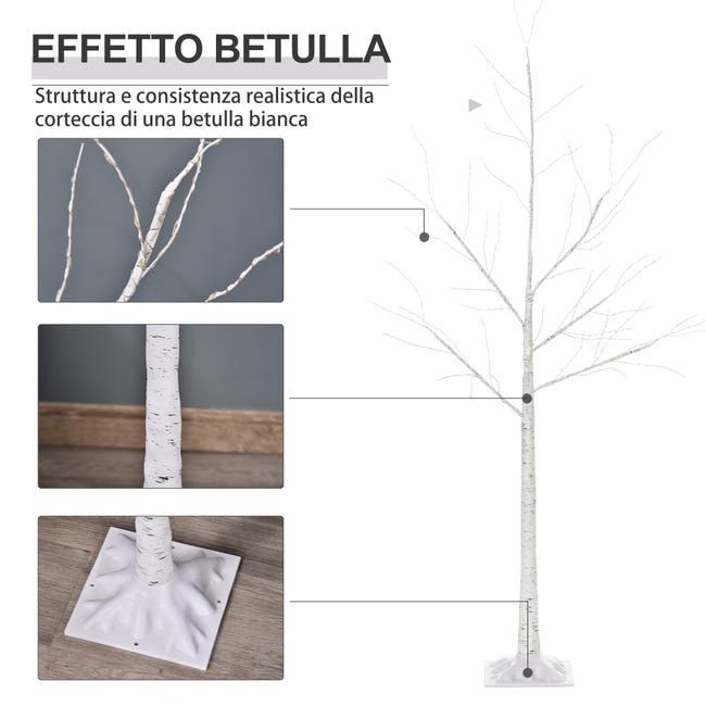 Leroymerlin Outsunny Albero di Natale con Luci LED Base Quadrata e Cavo di Alimentazione per Interni ed Esterni in Acciaio e PP 20x20x150 Bianco Saldi Di Fabbrica