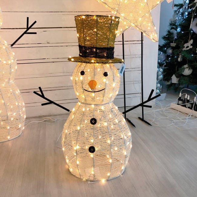 Leroymerlin Pupazzo di neve decorativo 3D 160 lampadine bianco caldo H 70 cm
