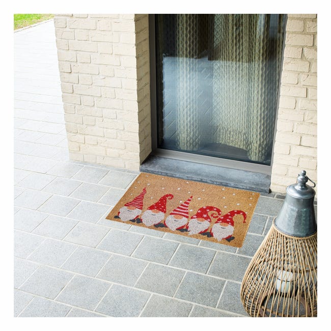 Leroymerlin Zerbino Natale glitter 5 Gnomi in cocco beige e rosso rettangolare L 70 x L 40 cm Italia